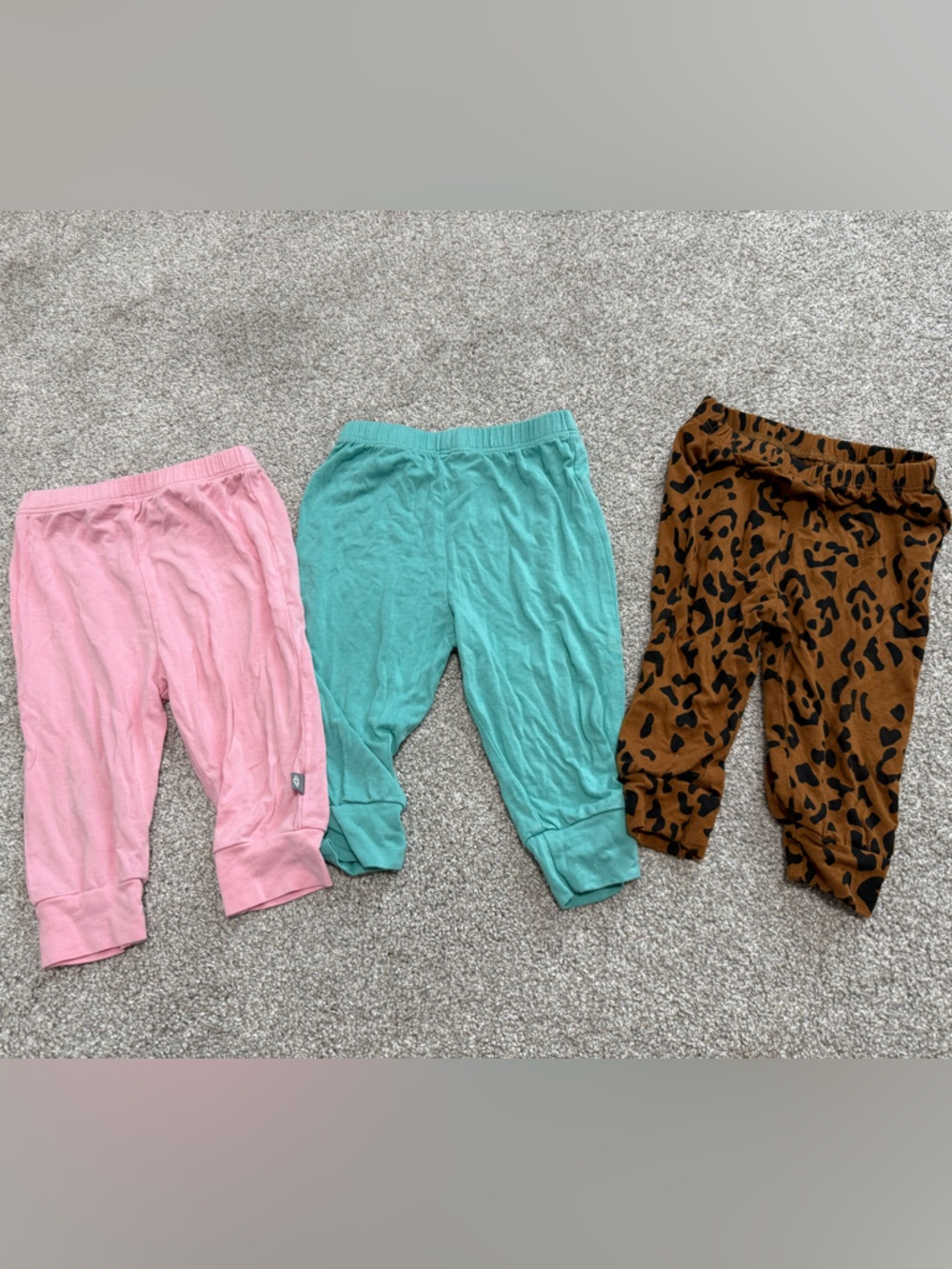Kyte BABY 3-6 Month - Pink, Teal & Brown Leopard Pants Bundle